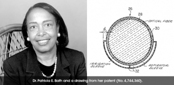 Dr. Patricia E. Bath and a drawing of her patent