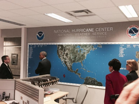 U S Commerce Secretary Penny Pritzker Joins President Obama On Tour Of The National Hurricane Center In Miami Florida Department Of Commerce