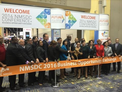 In conjunction with Minority Enterprise Development (MED) Week, U.S. Secretary of Commerce Penny Pritzker participates in a ribbon-cutting ceremony at the National Minority Supplier Development Council (NMSCD) Conference.