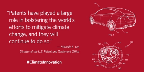 USPTO Graphic with Quote from USPTO Director Michelle K. Lee on Climate Innovation