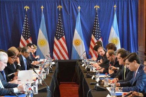 U.S. Secretary of Commerce Penny Pritzker meets with her Argentine counterpart Minister of Production Francisco Cabrera for the inaugural U.S.-Argentina Commercial Dialogue in Washington, D.C. 