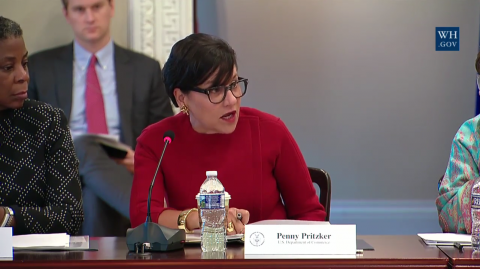 U.S. Secretary of Commerce Penny Pritzker Delivers Opening Remarks at the Final Obama Administration Meeting of the President’s Export Council (PEC) at the White House. 