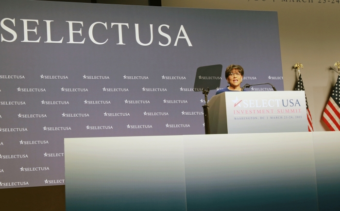 Secretary Pritzker addresses the 2015 SelectUSA Investment Summit.