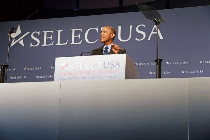 President Obama addresses the 2015 SelectUSA Investment Summit.