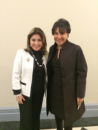 Julie Quiñones of Concord Supply with Commerce Secretary Penny Pritzker at White House