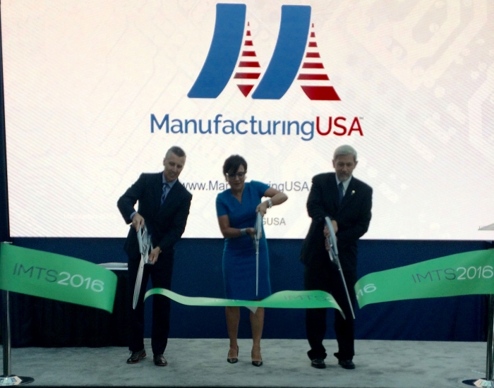 U.S. Secretary of Commerce Penny Pritzker at ribbon-cutting ceremony at the International Manufacturing Technology Show (IMTS) in Chicago announcing “Manufacturing USA” as the new brand name for the National Network for Manufacturing Innovation (NNMI).