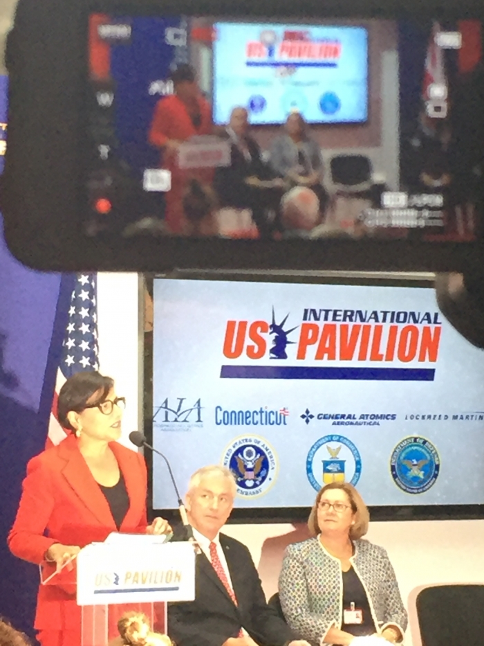 Commerce Secretary Penny Pritzker Speaks at the U.S. Government Pavilion at the Farnborough International Air Show