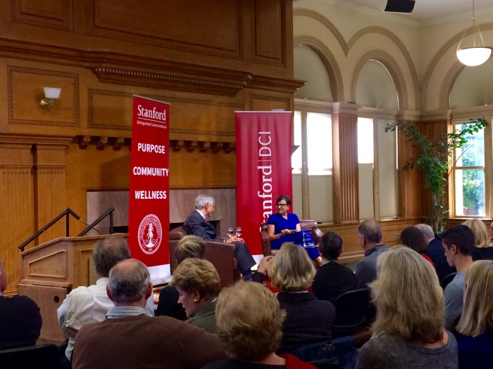 Commerce Secretary Penny Pritzker at Stanford University's Distinguished Career Institute with DCI Founder Philip Pizzo, MD.
