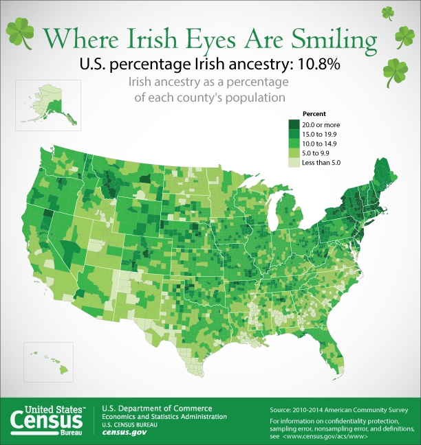 U.S. Census Bureau Graphic on U.S. Ancestry as a Percentage of Each County&#039;s Population