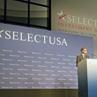 U.S. Secretary of the Treasury Department Jack Lew addresses the 2015 SelectUSA Investment Summit.