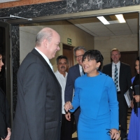 Cuban Foreign Trade and Investment Minister Malmierca (center) welcomes Secretary Pritzker (right)