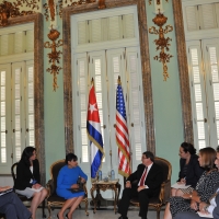 Secretary Pritzker (center left) meets with Cuban Foreign Minister Rodriguez