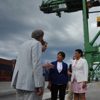 Secretary Pritzker (second from right) tours Mariel Port in Cuba