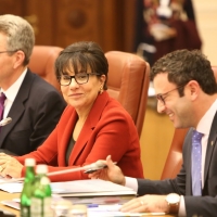 Secretary Pritzker at a business roundtable in Ukraine