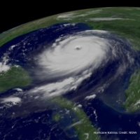 NOAA GOES East image of Hurricane Katrina, August 2005
