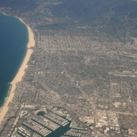 A view of the Pacific coastline along Santa Monica, California