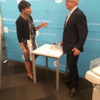 Secretary Pritzker joins Jay Ireland, GE Africa President and CEO, after a roundtable discussion with representatives from General Electric (GE) Healthcare and the Government of Nigeria