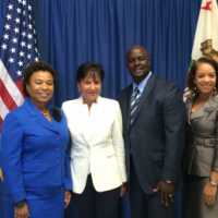 Representative Barbara Lee, Secretary Penny Pritzker, Clifton Burch, President at Empire Engineering &amp; Construction, Inc. and MBDA National Director Alejandra Castillo