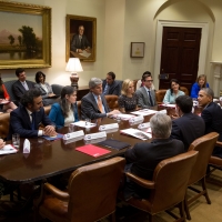 Secretary Pritzker and The PAGE Ambassadors attend a meeting with President Obama in the White House