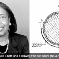 Dr. Patricia E. Bath and a drawing of her patent