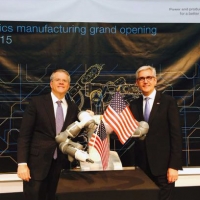 Deputy Secretary Bruce Andrews and ABB CEO Ulrich Spiesshofer at the Michigan ribbon cutting