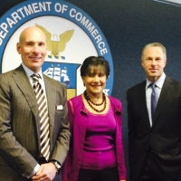 (Left to right) Under Secretary of Commerce for International Trade, Stefan Selig, Secretary of Commerce Penny Pritzker, and Devin Wenig, Chief Executive Officer of eBay at a “Listen and Learn” session.