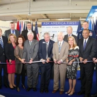 Assistant Secretary of Commerce for Industry &amp; Analysis Marcus Jadotte, Secretary of the Air Force Deborah James, U.S. Ambassador to France Jane Hartley, Senators Shelby and Cochran, and many other distinguished visitors join Tom Kallman, President and CE
