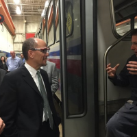 Labor Secretary Perez Meets with an Apprentice Updating Old Train Cars with State-of-the-Art Equipment