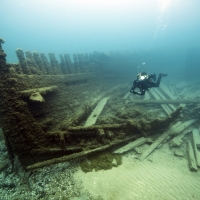 Shipwrecks like Lucinda Van Valkenburg attract visitors from all around the world to Thunder Bay National Marine Sanctuary. Credit: Tane Casserley/NOAA