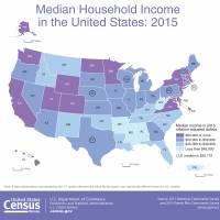 U.S. Map of 2015 Medium Household Income in the United States