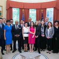 The Presidential Ambassadors for Global Entrepreneurship (PAGE) Members at the White House with President Barack Obama and Commerce Secretary Penny Pritzker