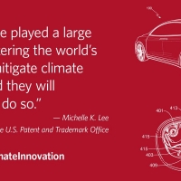 USPTO Graphic with Quote from USPTO Director Michelle K. Lee on Climate Innovation