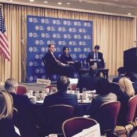 U.S. Secretary of Commerce Penny Pritzker participats in an armchair discussion at the World Affairs Council of America annual conference 