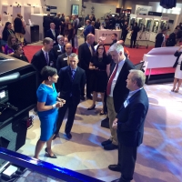 U.S. Secretary of Commerce Penny Pritzker on the showroom floor at the International Technology Show (IMTS) in Chicago.
