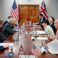 Secretary Pritzker visited by Lord Maude in the Secretary&#039;s Conference Room