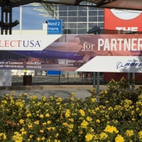 SelectUSA banner outside the Hannover Messe