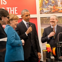 President Obama, Chancellor Merkel, and Secretary Pritzker open the U.S. Investment Pavilion at Hannover Messe