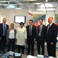 Secretary Pritzker and Deputy Secretary Andrews visit NIST's booth at Hannover Messe